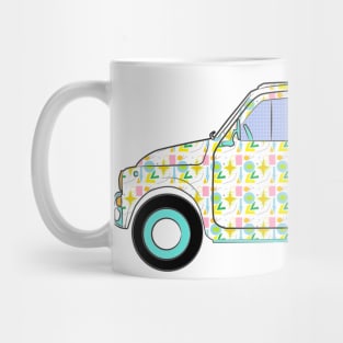 Cute retro car in bubblegum 1950s retro wallpaper Mug